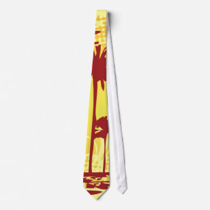ALOHA Tropiacl Beach With Palm Trees Neck Tie