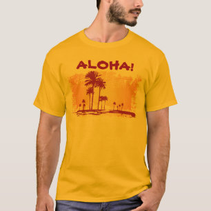 ALOHA Tropiacl Beach With Palm Trees T-Shirt