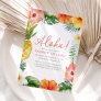 Aloha Tropical 1st Luau Floral Birthday Invitation