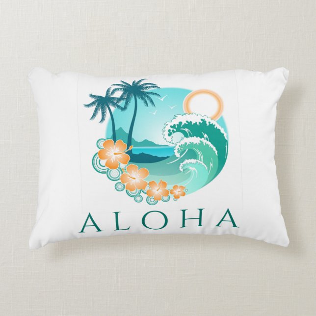Aloha Tropical Accent Pillow (Front)