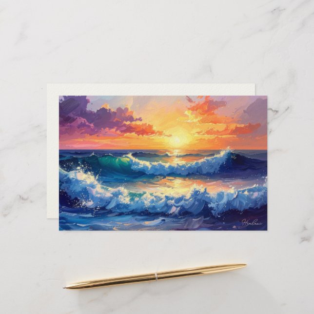Aloha tropical art blank stationery (Front/Back In Situ)