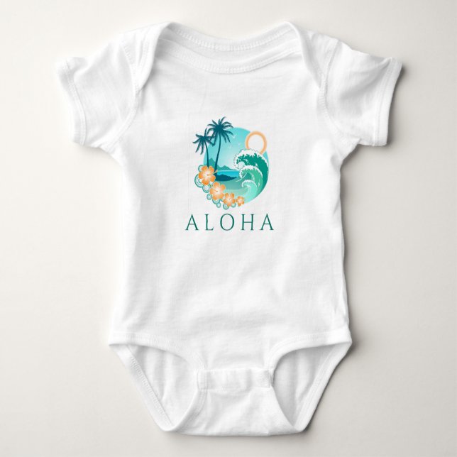Aloha Tropical Baby Bodysuit (Front)