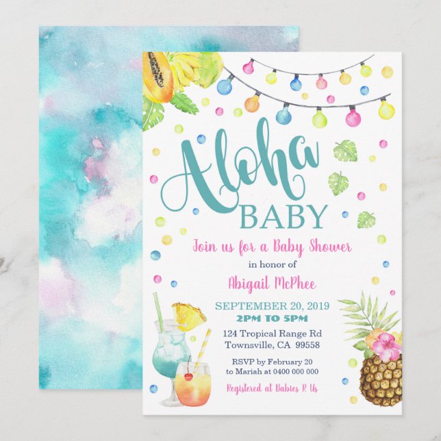 Aloha Tropical Baby Shower Invitation (Front/Back)