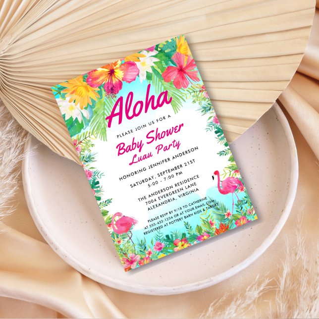 Aloha Tropical Baby Shower Luau Invitation