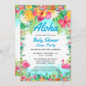 Aloha Tropical Baby Shower Luau Invitation Blue (Front/Back)