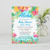 Aloha Tropical Baby Shower Luau Invitation Blue (Standing Front)