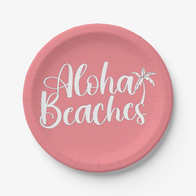 Aloha Tropical Beach design Paper Plates (Front)