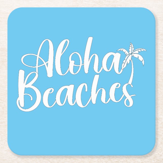 Aloha Tropical Beach design Square Paper Coaster (Front)