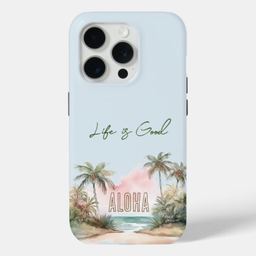 Aloha Tropical Beach Palm Trees iPhone 15 Pro Case