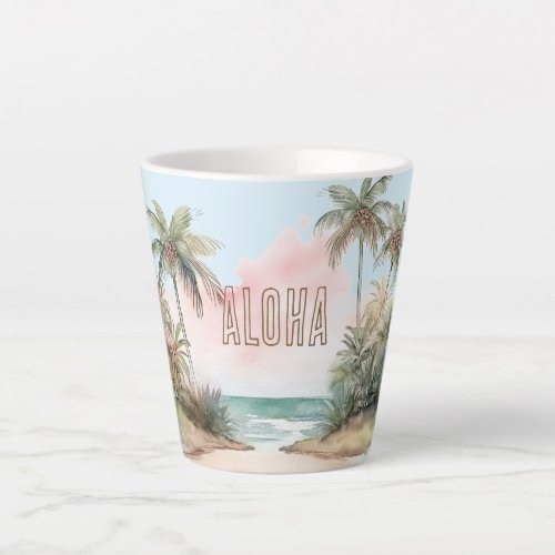 Aloha Tropical Beach Palm Trees Latte Mug