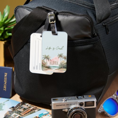 Aloha Tropical Beach Palm Trees Luggage Tag