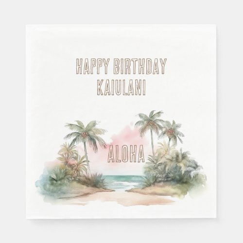 Aloha Tropical Beach Palm Trees Napkins