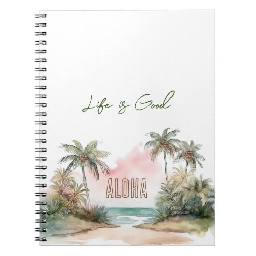 Aloha Tropical Beach Palm Trees Notebook