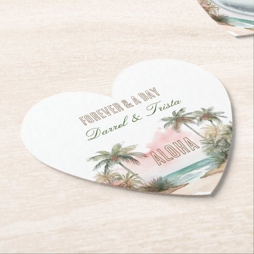 Aloha Tropical Beach Palm Trees Paper Coaster