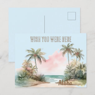 Aloha Tropical Beach Palm Trees Postcard