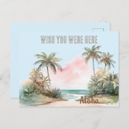 Aloha Tropical Beach Palm Trees Postcard