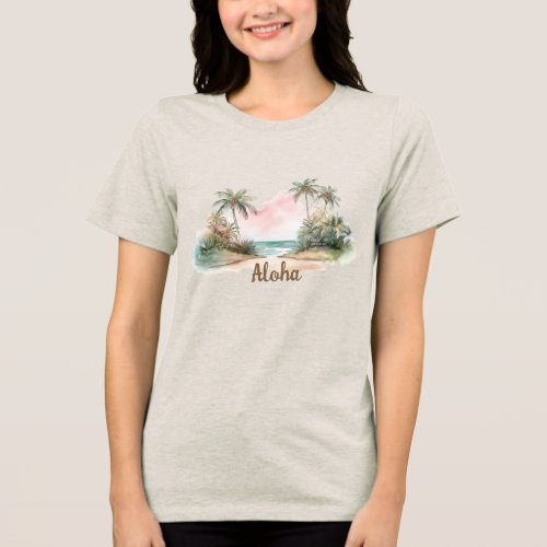 Aloha Tropical Beach Palm Trees Tri_Blend Shirt