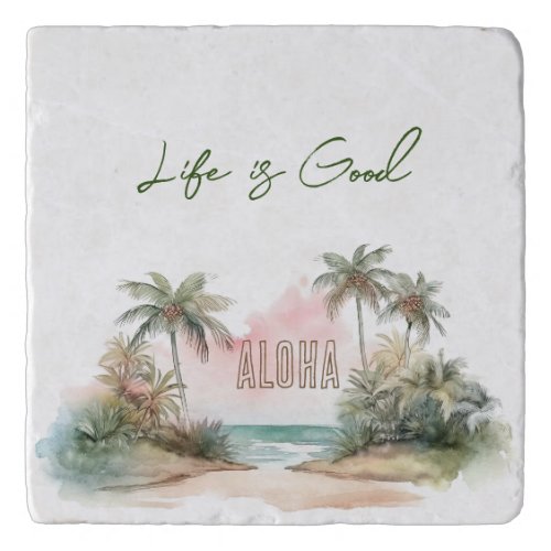 Aloha Tropical Beach Palm Trees Trivet