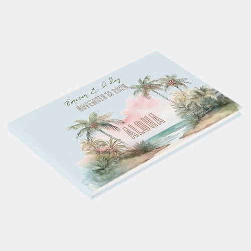 Aloha Tropical Beach Palm Trees Wedding Guest Book