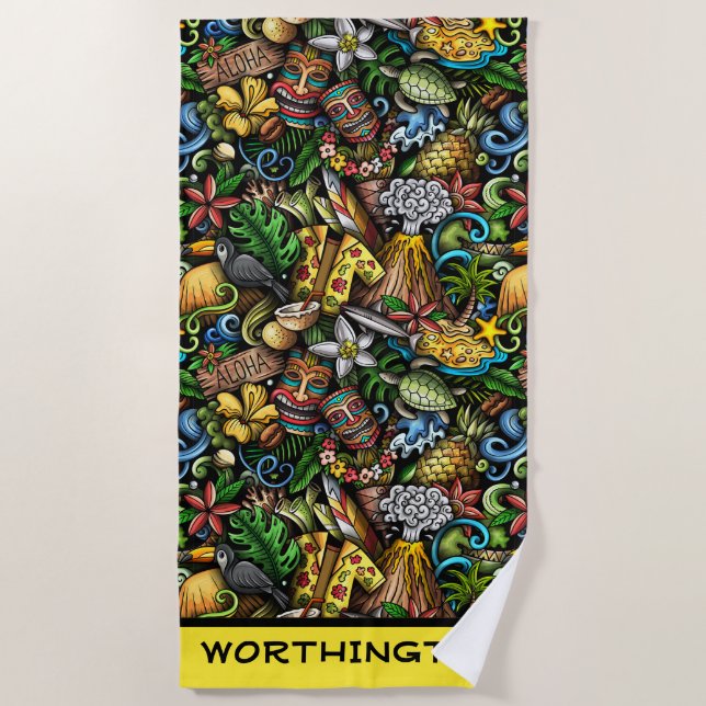 ALOHA Tropical  Beach Towel (Front)