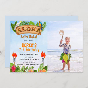 Aloha Tropical Birthday Invitation With Photo