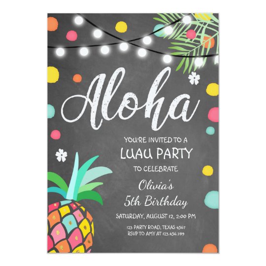 aloha tropical birthday party invite hawaii luau zazzle com