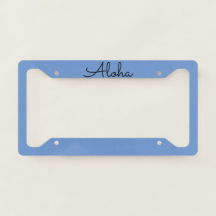 Aloha Tropical Blue White Custom Colors Cute License Plate Frame