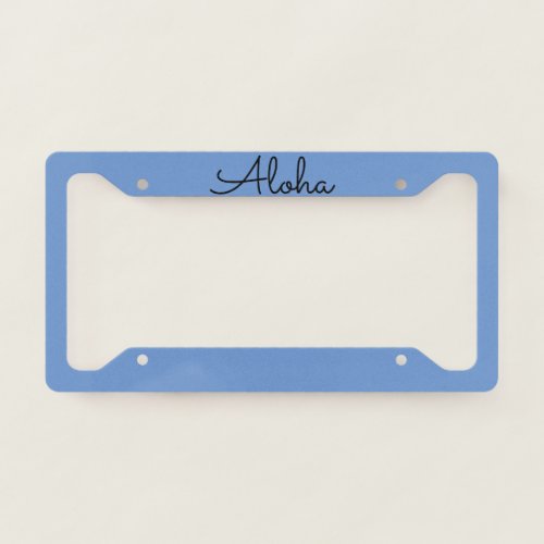 Aloha Tropical Blue White Custom Colors Cute License Plate Frame