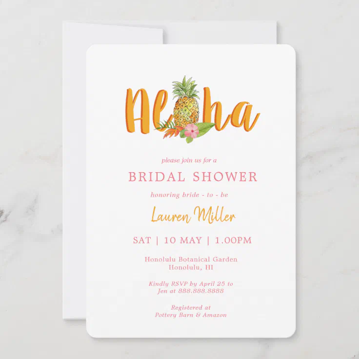 Aloha Tropical bridal shower Invitation Zazzle