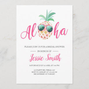 Aloha Tropical Bridal Shower Invitation Pineapple