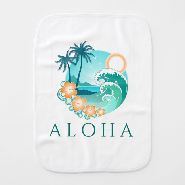 Aloha Tropical Burp Cloth (Front)