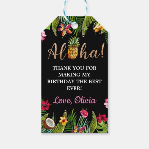Aloha Tropical Chalckboard Thank You Tag