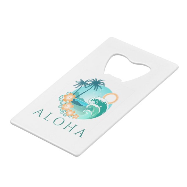 Aloha Tropical Credit Card Bottle Opener (Front Angled)