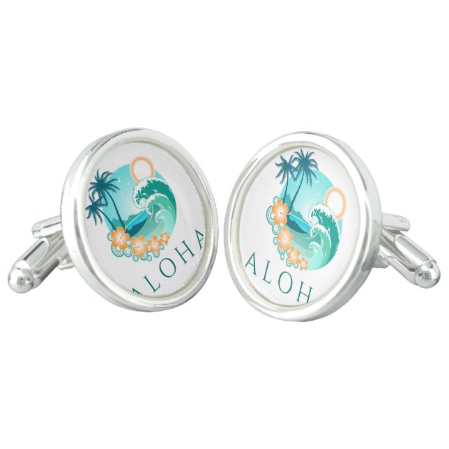 Aloha Tropical Cufflinks (Angled)