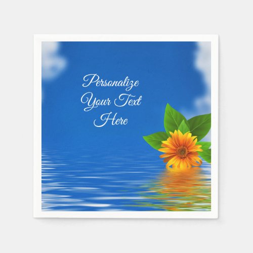 Aloha Tropical Elegant Flower on Ocean Hawaiian Napkins