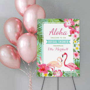 Aloha Tropical Flamingo Bridal Shower Welcome Foam Board