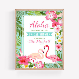 Aloha Tropical Flamingo Bridal Shower Welcome Poster