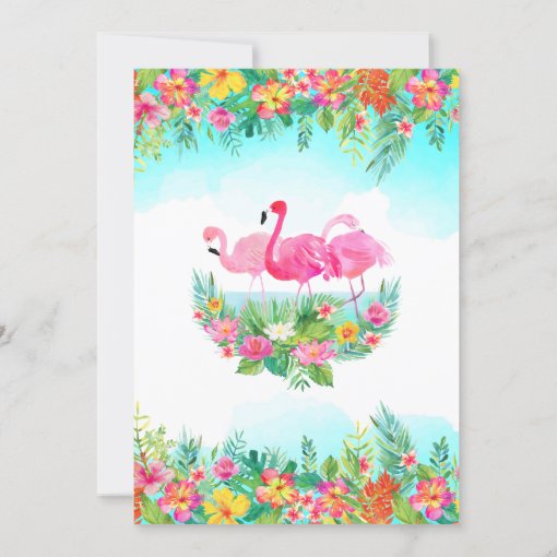 Aloha Tropical Flamingo Luau Party Birthday Invitation | Zazzle