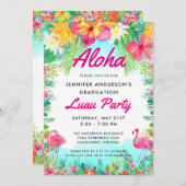 Aloha Tropical Flamingo Luau Party Graduation Invitation (Front/Back)