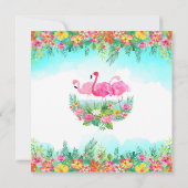 Aloha Tropical Flamingo Luau Party Square Birthday Invitation (Back)