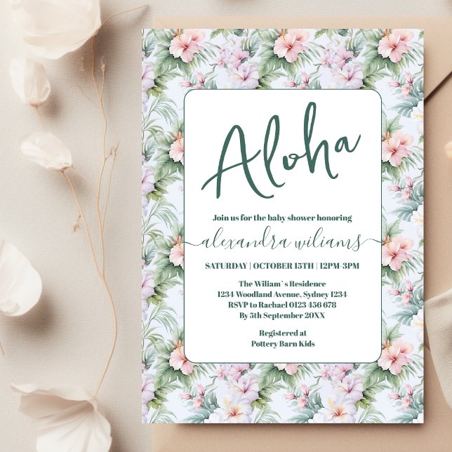 Aloha tropical floral baby shower invitation (Creator Uploaded)