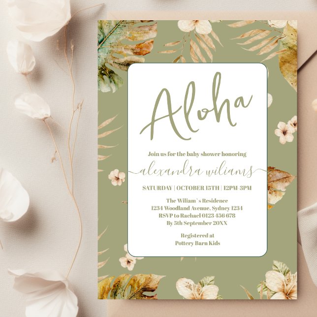 Aloha tropical floral baby shower invitation (Creator Uploaded)