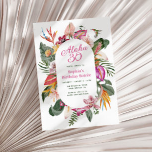 Aloha Tropical Floral Birthday Invitation