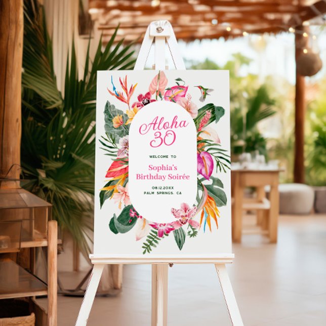 Aloha Tropical Floral Birthday Welcome Sign (Creator Uploaded)