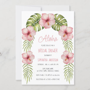 Aloha Tropical Floral Exotic Leaves Bridal Shower Invitation