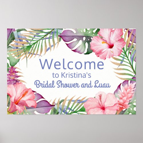 Aloha Tropical Floral Luau Welcome Sign