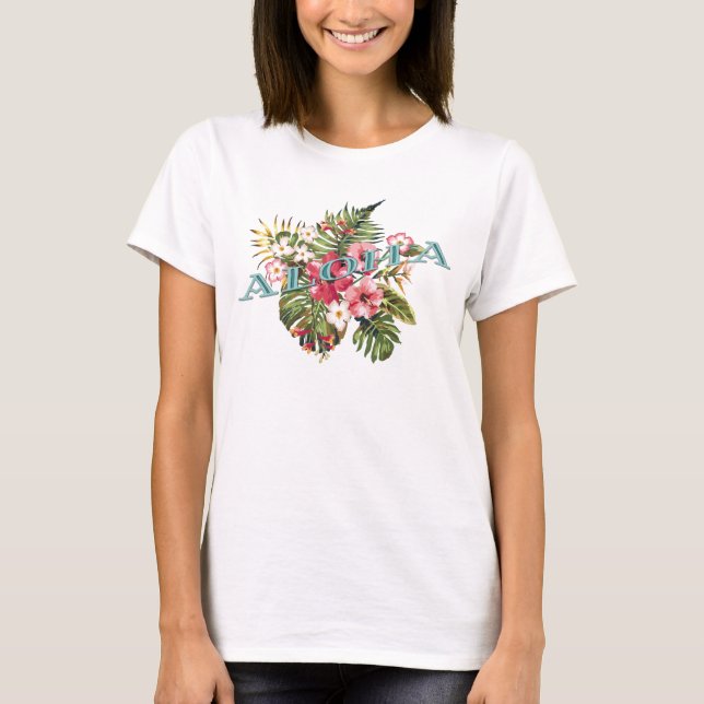 Aloha Tropical Floral T-Shirt (Front)