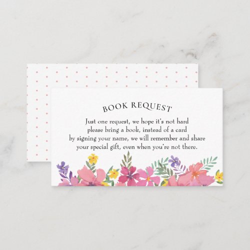 Aloha Tropical Flower Baby Shower Book Request Business Card