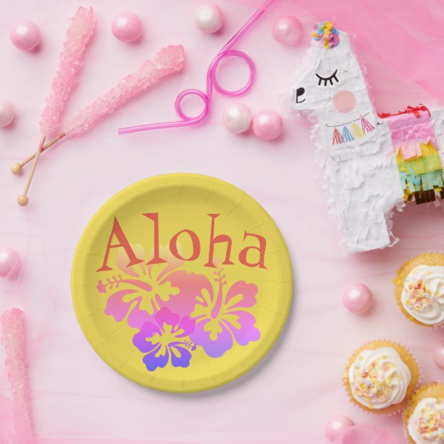 Aloha Tropical Flowers Paper Plate (Party)