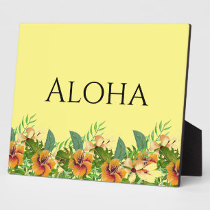 Aloha Tropical Flowers Tabletop Art Plaque